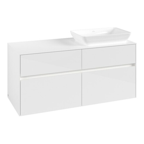 V&B Collaro Meuble sous lavabo 120x54,8x50cm, lavabo à droite, LED 8,8 W, blanc brillant