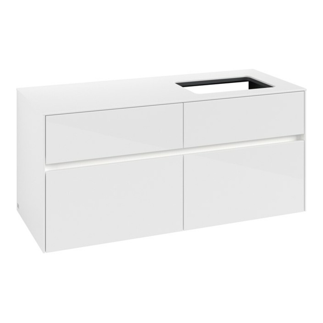 V&B Collaro Meuble sous lavabo 120x54,8x50cm, lavabo à droite, LED 8,8 W, blanc brillant
