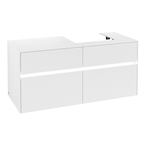 V&B Collaro Meuble sous lavabo 120x54,8x50cm, lavabo à droite, LED 8,8 W, blanc mat