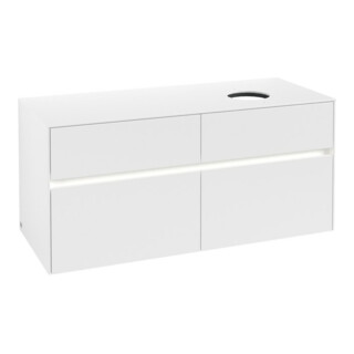 V&B Collaro Meuble sous-lavabo 120x54,8x50cm, lavabo à droite, LED 8,8 W, blanc mat