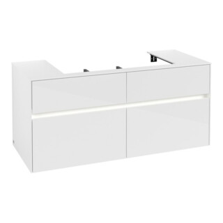 V&B Collaro Meuble sous lavabo 120x54,8x50cm, LED 8,8 W, blanc brillant