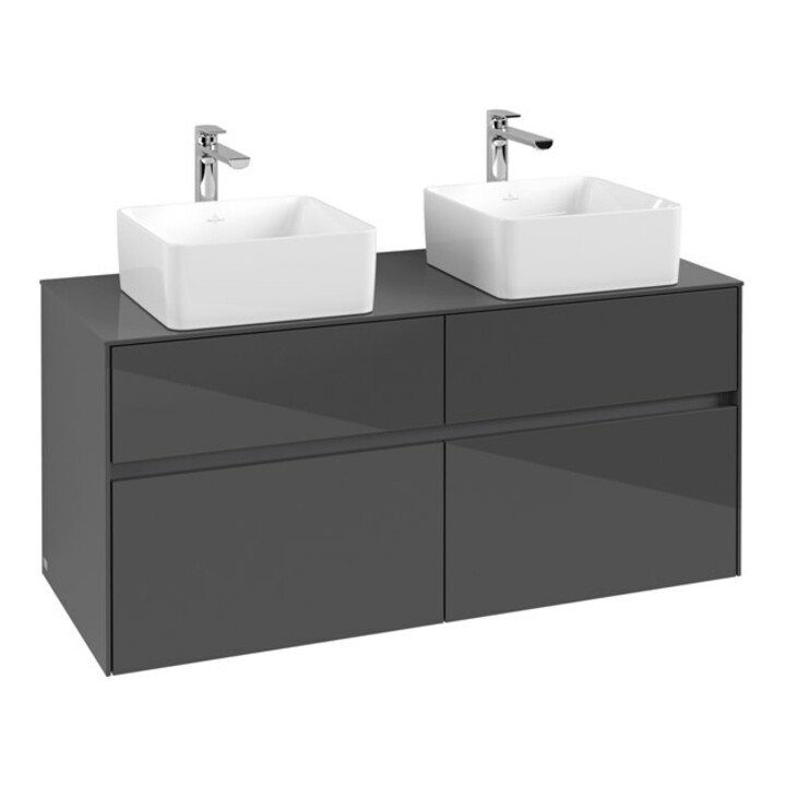 V&B Collaro Meuble sous lavabo 120x54,8x50cm, pour 2 lavabos, Gris brillant