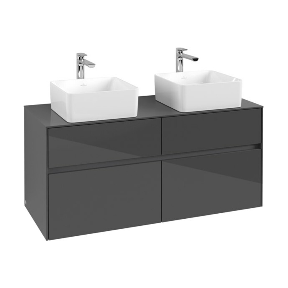 V&B Collaro Meuble sous lavabo 120x54,8x50cm, pour 2 lavabos, Gris brillant