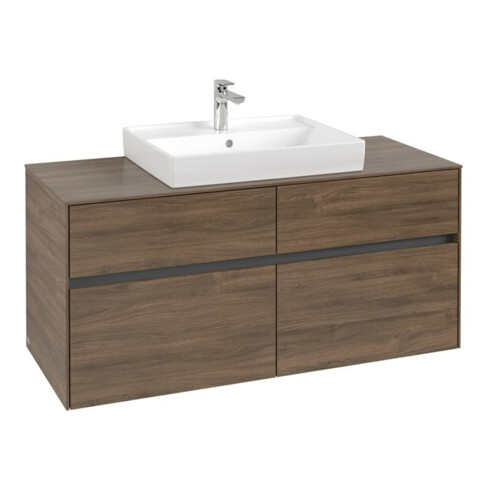 V&B Collaro Meuble sous lavabo 120x54,8x50cm, vasque centrale, chêne Arizona