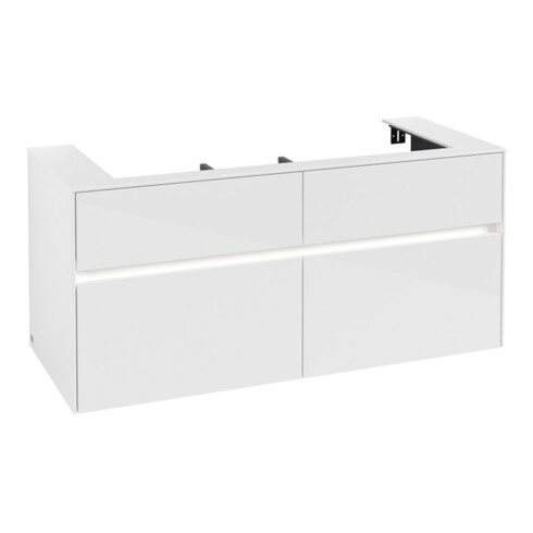 V&B Collaro Meuble sous lavabo 120x54,8x50cm, WT mi, LED 8,8 W, blanc brillant