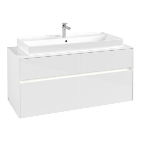 V&B Collaro Meuble sous lavabo 120x54,8x50cm, WT mi, LED 8,8 W, blanc brillant