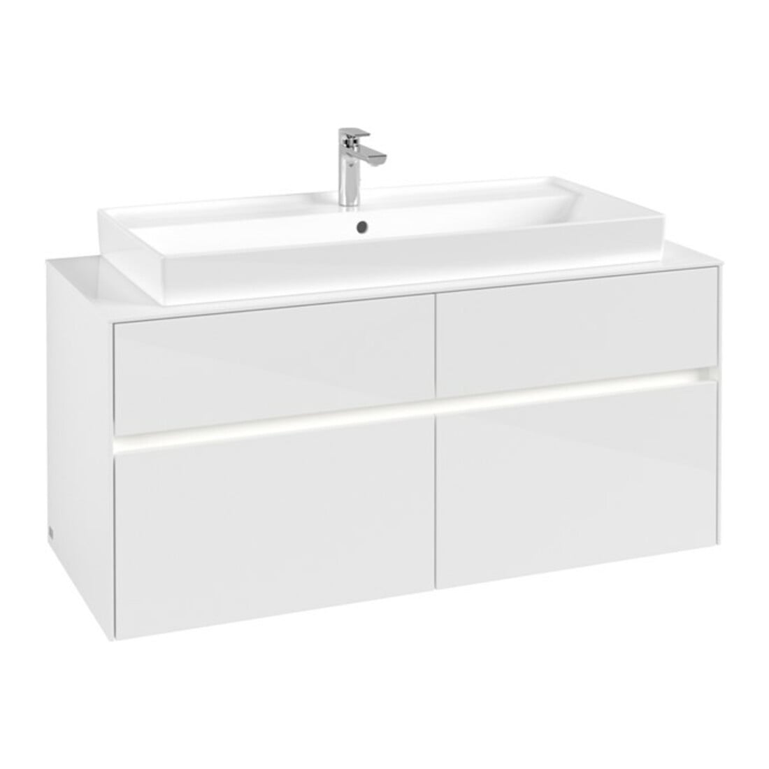 V&B Collaro Meuble sous lavabo 120x54,8x50cm, WT mi, LED 8,8 W, blanc brillant