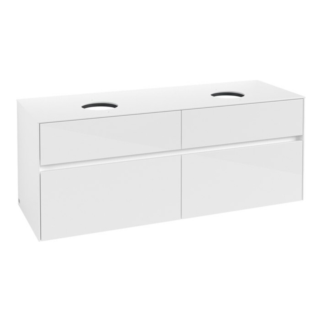 V&B Collaro Meuble sous lavabo 140x54,8x50 cm, 2 tiroirs, Blanc brillant