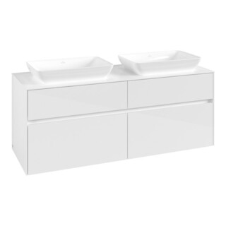 V&B Collaro Meuble sous lavabo 140x54,8x50 cm, 2 tiroirs, blanc brillant