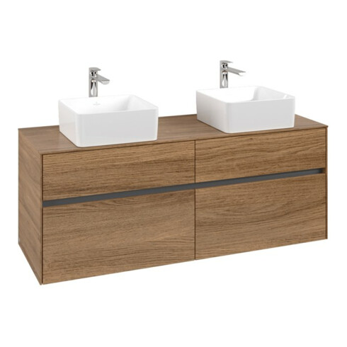 V&B Collaro Meuble sous lavabo 140x54,8x50 cm, 2 tiroirs, chêne Kansas