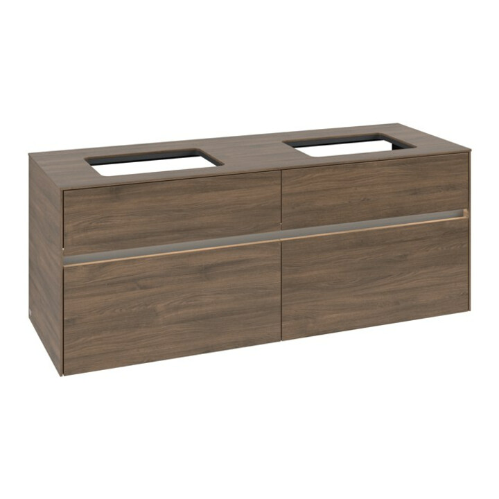 V&B Collaro Meuble sous lavabo 140x54,8x50 cm, 2 tiroirs, LED 10 W, Ar Oa