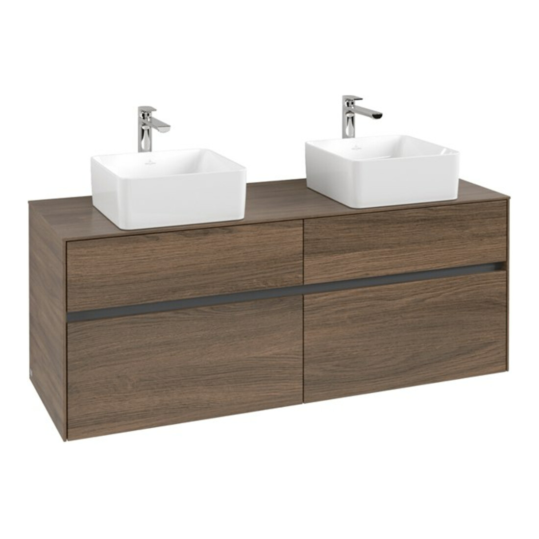 V&B Collaro Meuble sous lavabo 140x54,8x50 cm, 2 tiroirs, LED 10 W, Ar Oa
