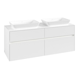 V&B Collaro Meuble sous lavabo 140x54,8x50 cm, 2 tiroirs, LED 10 W, blanc mat