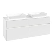 V&B Collaro Meuble sous lavabo 140x54,8x50 cm, 2 tiroirs, LED 10 W, blanc mat