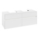 V&B Collaro Meuble sous lavabo 140x54,8x50 cm, 2 tiroirs, LED 10 W, blanc mat-1