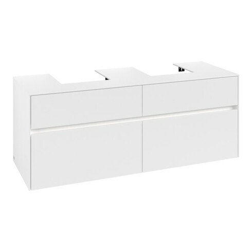 V&B Collaro Meuble sous lavabo 140x54,8x50 cm, 2 tiroirs, LED 10 W, blanc mat