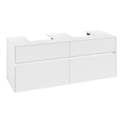 V&B Collaro Meuble sous lavabo 140x54,8x50 cm, 2 tiroirs, LED 10 W, blanc mat