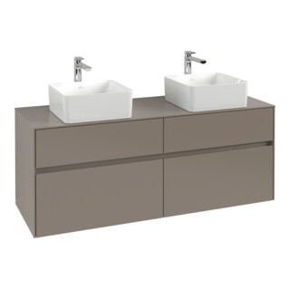 V&B Collaro Meuble sous lavabo 140x54,8x50 cm, 2 tiroirs, LED 10 W, bleu devant