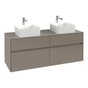 V&B Collaro Meuble sous lavabo 140x54,8x50 cm, 2 tiroirs, LED 10 W, bleu devant