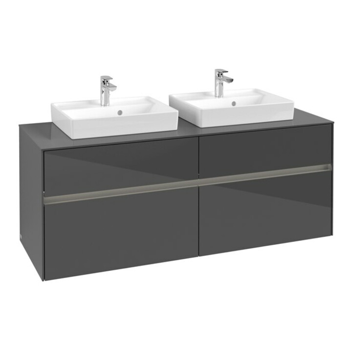 V&B Collaro Meuble sous lavabo 140x54,8x50 cm, 2 tiroirs, LED 10 W, glo Gr