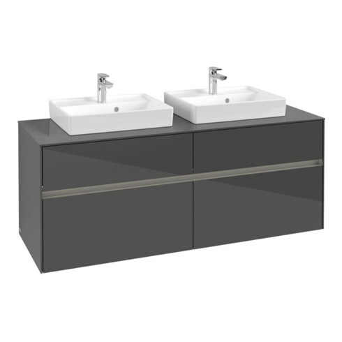 V&B Collaro Meuble sous lavabo 140x54,8x50 cm, 2 tiroirs, LED 10 W, glo Gr