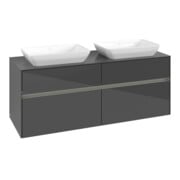 V&B Collaro Meuble sous lavabo 140x54,8x50 cm, 2 tiroirs, LED 10 W, gris brillant