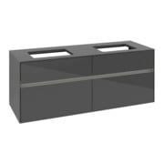 V&B Collaro Meuble sous lavabo 140x54,8x50 cm, 2 tiroirs, LED 10 W, gris brillant-3