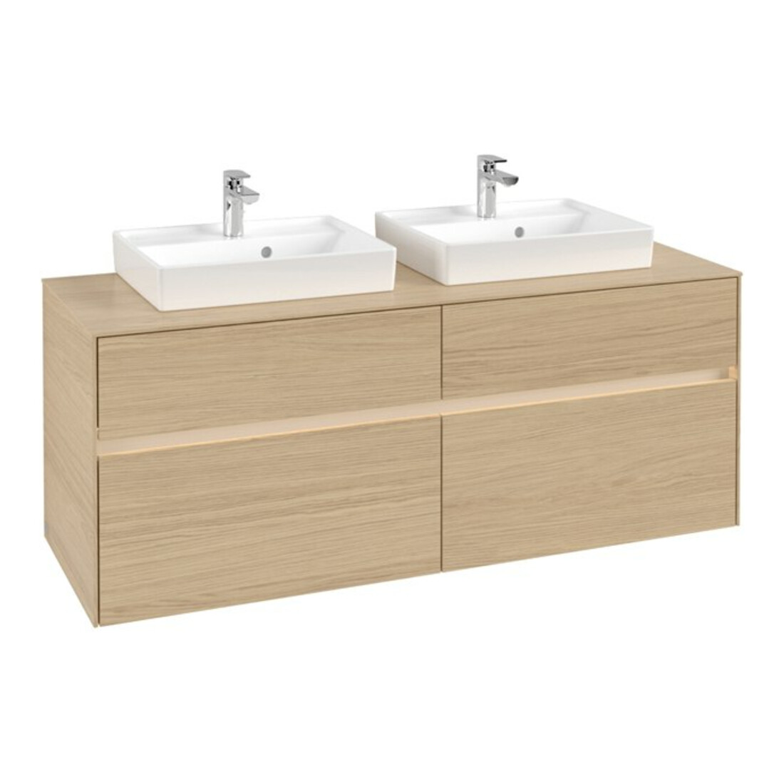V&B Collaro Meuble sous lavabo 140x54,8x50 cm, 2 tiroirs, LED 10 W, Nord Oa