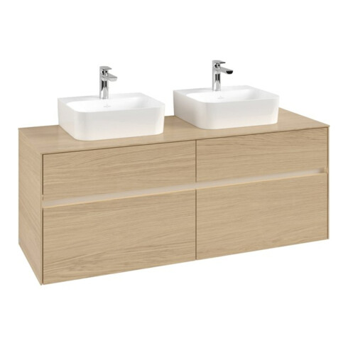 V&B Collaro Meuble sous lavabo 140x54,8x50 cm, 2 tiroirs, LED 10 W, Nord Oa