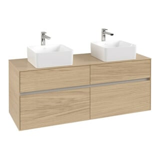 V&B Collaro Meuble sous lavabo 140x54,8x50 cm, 2 tiroirs, LED 10 W, Nord Oa