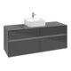 V&B Collaro Meuble sous lavabo 140x54,8x50 cm, avec WT, LED 10W, gris brillant-1