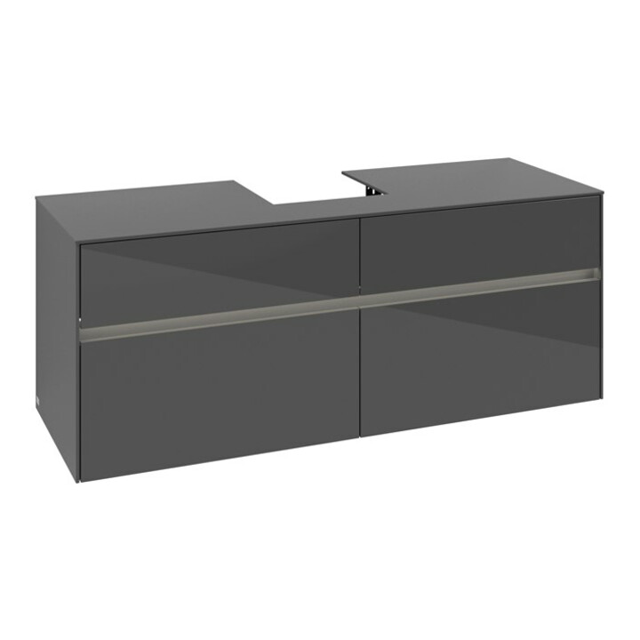 V&B Collaro Meuble sous lavabo 140x54,8x50 cm, avec WT, LED 10W, gris brillant
