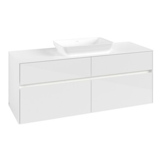 V&B Collaro Meuble sous lavabo 140x54,8x50 cm, f WT mi, LED 10W, blanc brillant
