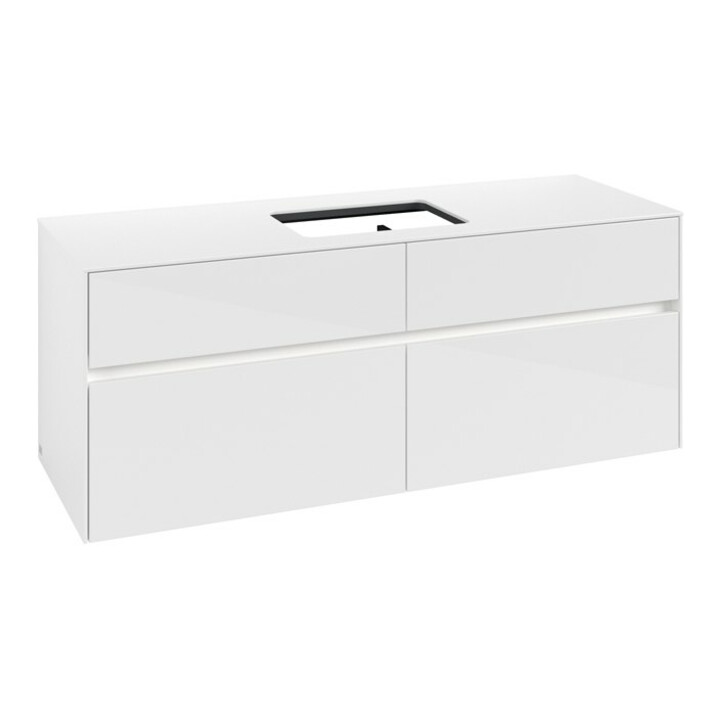 V&B Collaro Meuble sous lavabo 140x54,8x50 cm, f WT mi, LED 10W, blanc brillant