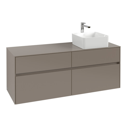 V&B Collaro Meuble sous lavabo 140x54,8x50 cm, lavabo à droite, LED 10W, bleu Oa