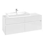 V&B Collaro Meuble sous lavabo 140x54,8x50 cm, vasque à gauche, blanc brillant-4