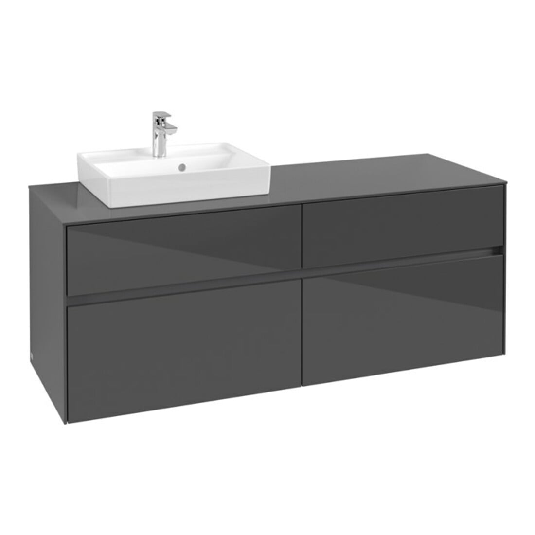 V&B Collaro Meuble sous lavabo 140x54,8x50 cm, vasque à gauche, gris brillant