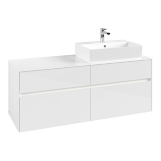 V&B Collaro Meuble sous lavabo 140x54,8x50 cm, vasque droite, LED 10W, blanc brillant