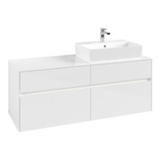 V&B Collaro Meuble sous lavabo 140x54,8x50 cm, vasque droite, LED 10W, blanc brillant