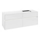 V&B Collaro Meuble sous lavabo 140x54,8x50 cm, vasque droite, LED 10W, blanc brillant