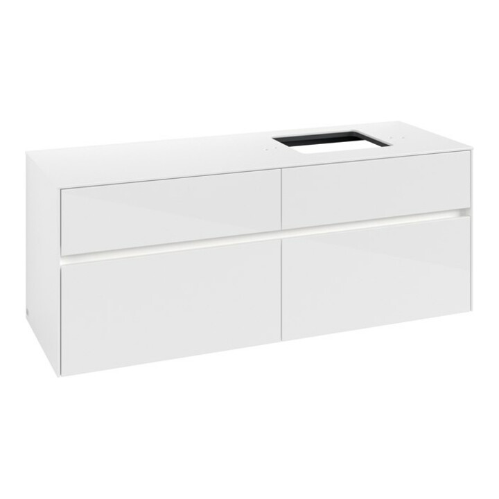 V&B Collaro Meuble sous lavabo 140x54,8x50 cm, vasque droite, LED 10W, blanc brillant