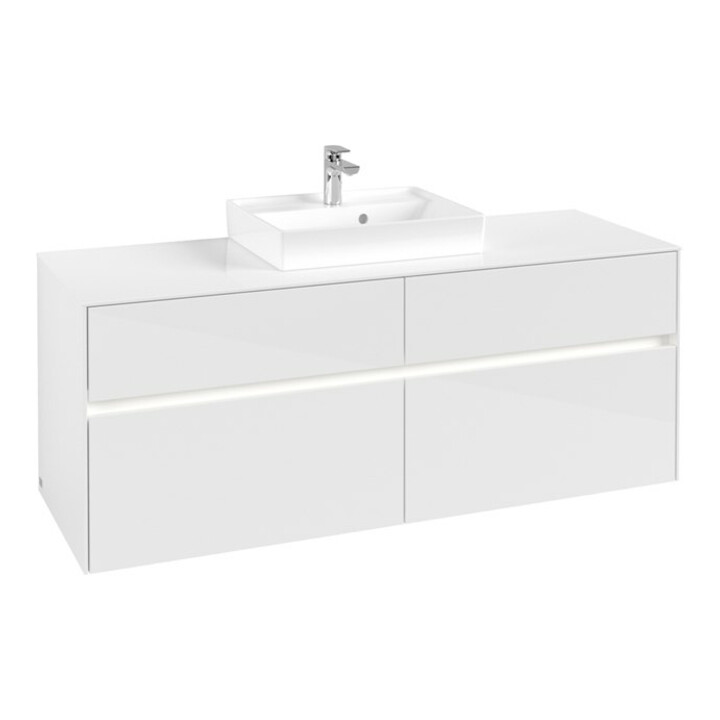 V&B Collaro meuble sous-lavabo 140x54,8x50 cm, WT mi, LED 10 W, blanc brillant