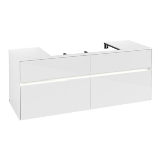 V&B Collaro Meuble sous lavabo 140x54,8x50 cm, WT mi, LED 10 W, blanc brillant