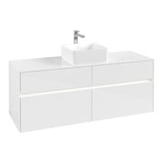 V&B Collaro Meuble sous lavabo 140x54,8x50 cm, WT mi, LED 10 W, blanc brillant