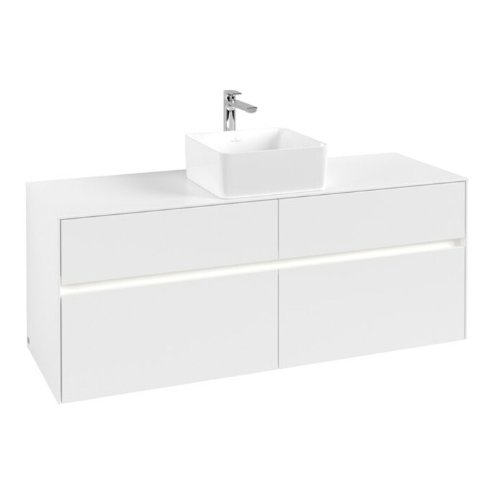 V&B Collaro Meuble sous lavabo 140x54,8x50 cm, WT mi, LED 10 W, blanc mat