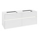V&B Collaro Meuble sous lavabo 140x54,8x50cm, 2 tiroirs, LED 10 W, blanc brillant-1