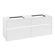 V&B Collaro Meuble sous lavabo 140x54,8x50cm, 2 tiroirs, LED 10 W, blanc brillant