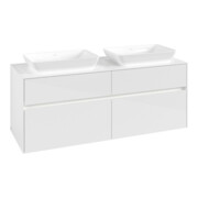 V&B Collaro Meuble sous lavabo 140x54,8x50cm, 2 tiroirs, LED 10 W, blanc brillant-3