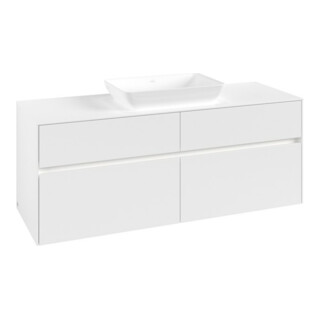 V&B Collaro Meuble sous lavabo 140x54,8x50cm, avec WT, LED 10W, blanc mat