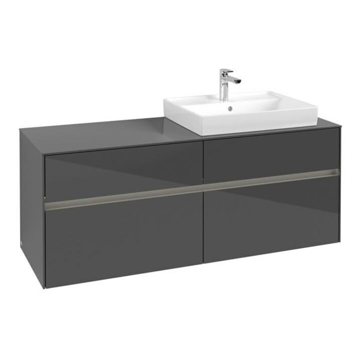 V&B Collaro Meuble sous lavabo 140x54,8x50cm, évier droite, LED 10W, glo Gr